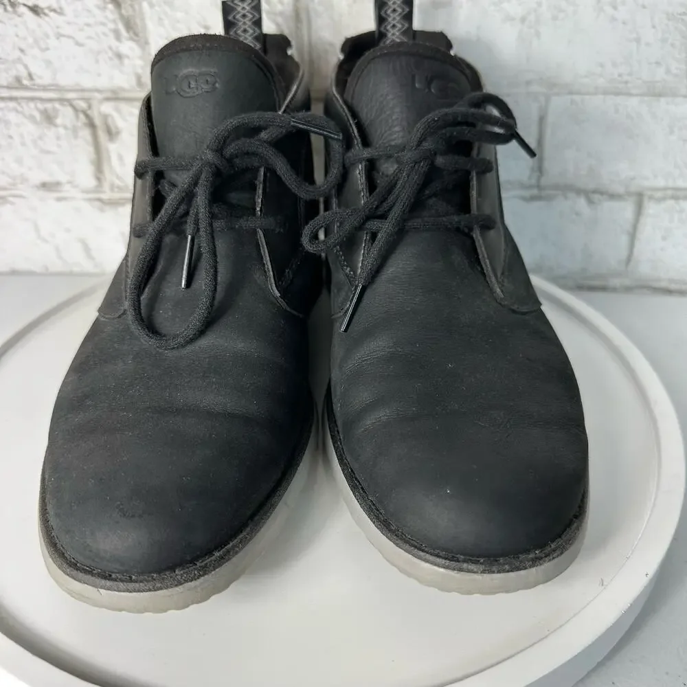 Ugg Boots Union Chukka Leather Waterproof Lace Up Treadlite Charcoal Black 8